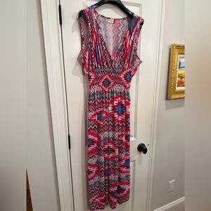 Jon & Anna Pink and Blue Geometric Dress